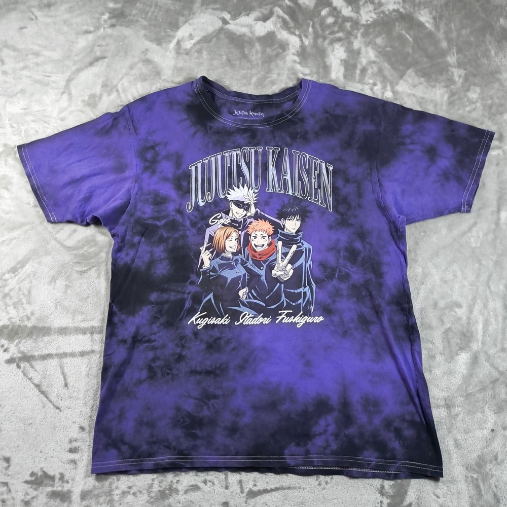 Jujutsu Kaisen Anime Shirt Mens Large Purple Tie Dye‎ Crunchyroll Colorful